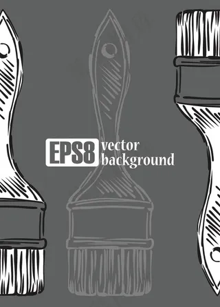 矢量手绘黑白刷子图片