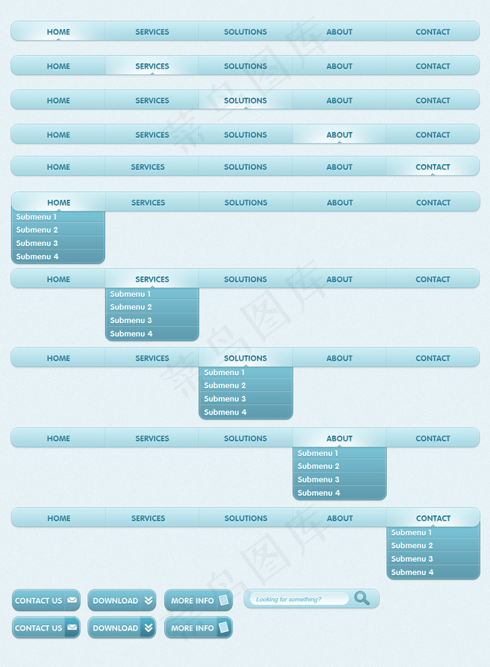 网页导航条下拉框PSD素材