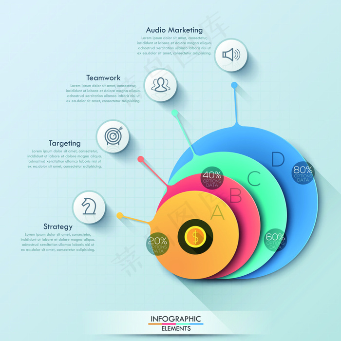 圆形数据分类介绍矢量背景素材