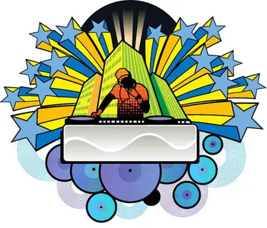 星星碟片DJ矢量插画