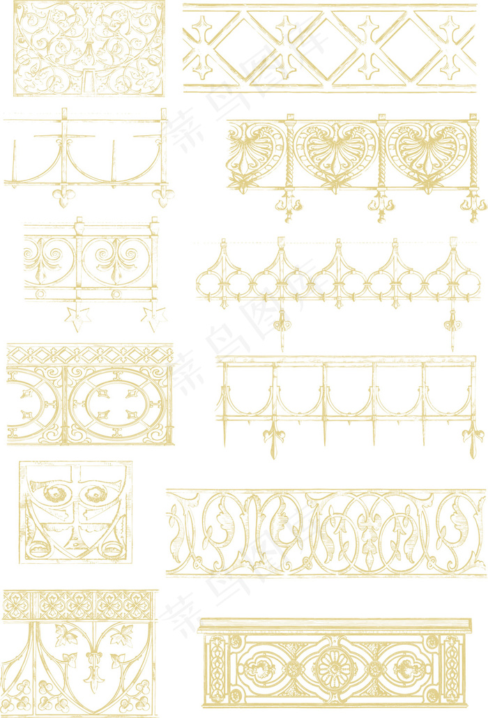 铁艺花纹图案矢量素材