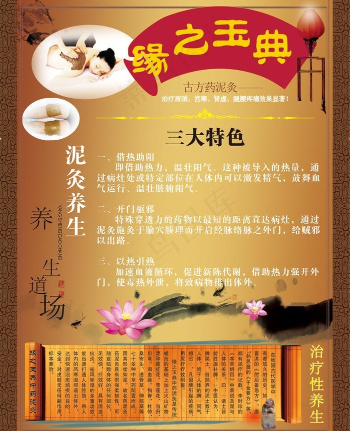 泥灸养生图片cdr矢量模版下载