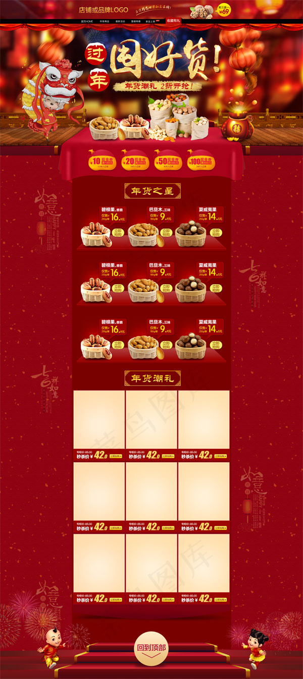 淘宝美食店铺年货节模板(1920X4295(DPI:72))psd模版下载