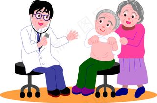 老年人看医生矢量素材