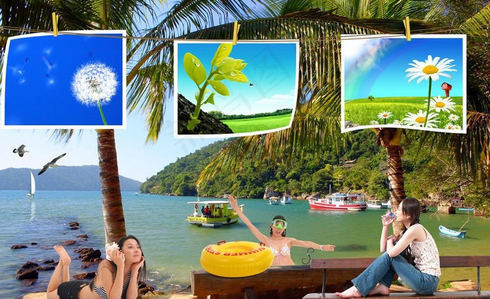 夏季海滨旅游风景图片