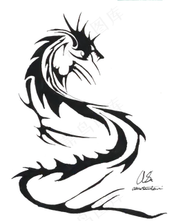 龙纹身手稿免抠png透明图层素材