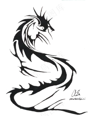 龙纹身手稿免抠png透明图层素材