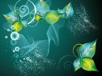 摘要绿色花卉背景矢量涡流