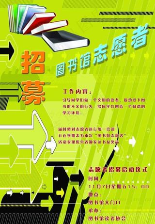 图书馆志愿者招募海报图片