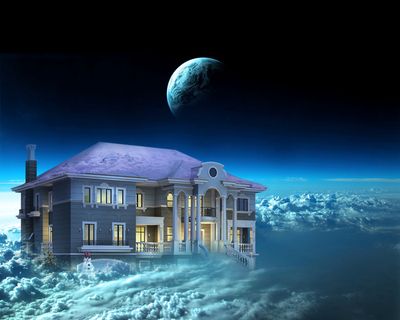 太空中云朵上的城堡