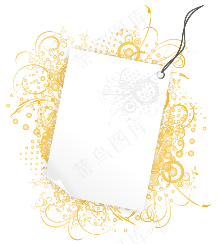 橙色花纹便签背景图片