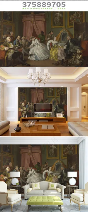 会议油画电视背景墙