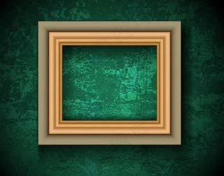 墨迹绿色墙壁 欧式花纹相框图片