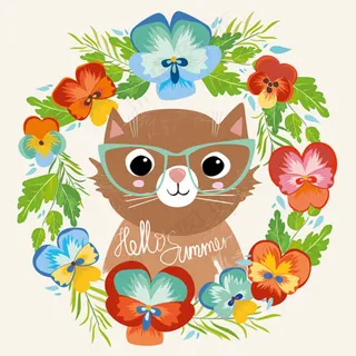 可爱的卡通猫咪狐狸矢量素材