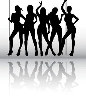 钢管舞女郎剪影矢量素材