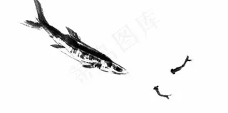 水墨鱼动物图片PSD素材