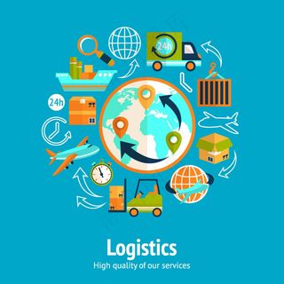 时尚卡通物流背景矢量素材