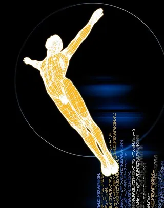 科技背景 天空三维飞人图片