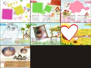 2011卡通相框台历模板