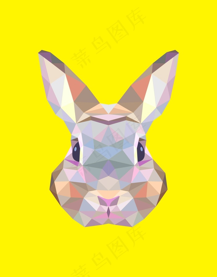 兔子几何抽象插画cdr矢量模版下载