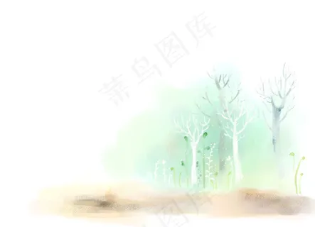 淡雅春季水彩背景PSD素材