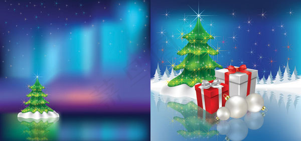 梦幻圣诞节背景矢量素材