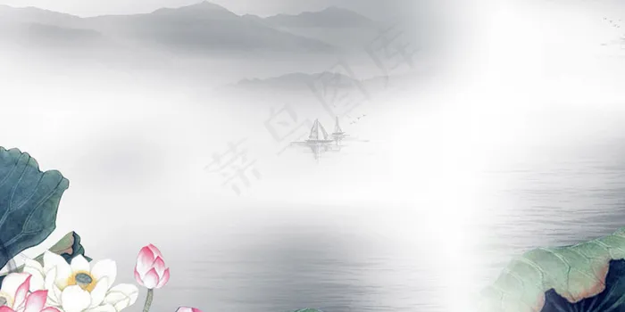 中唯美国风展板背景素材(14173X7087(DPI:300))psd模版下载