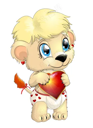 狮子幼崽矢量卡通女孩