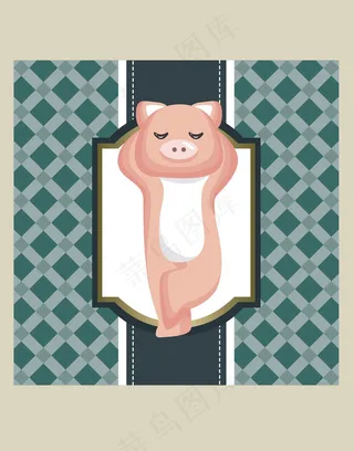 卡通动物小猪场景插画