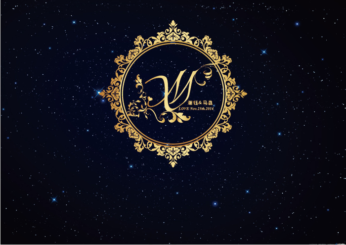 简约金色婚礼logo