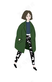 小女孩卡通人物矢量图插画