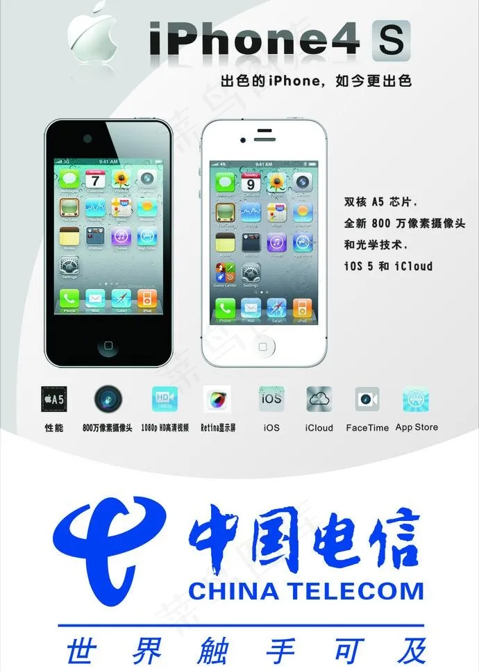 电信ipone4s图片cdr矢量模版下载