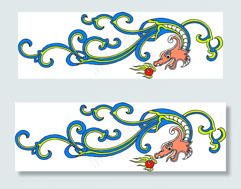 蓝色抽象花纹龙图腾