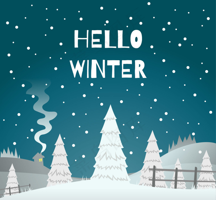 松树的冰雪景观背景