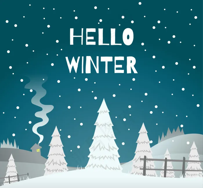 松树的冰雪景观背景ai矢量模版下载