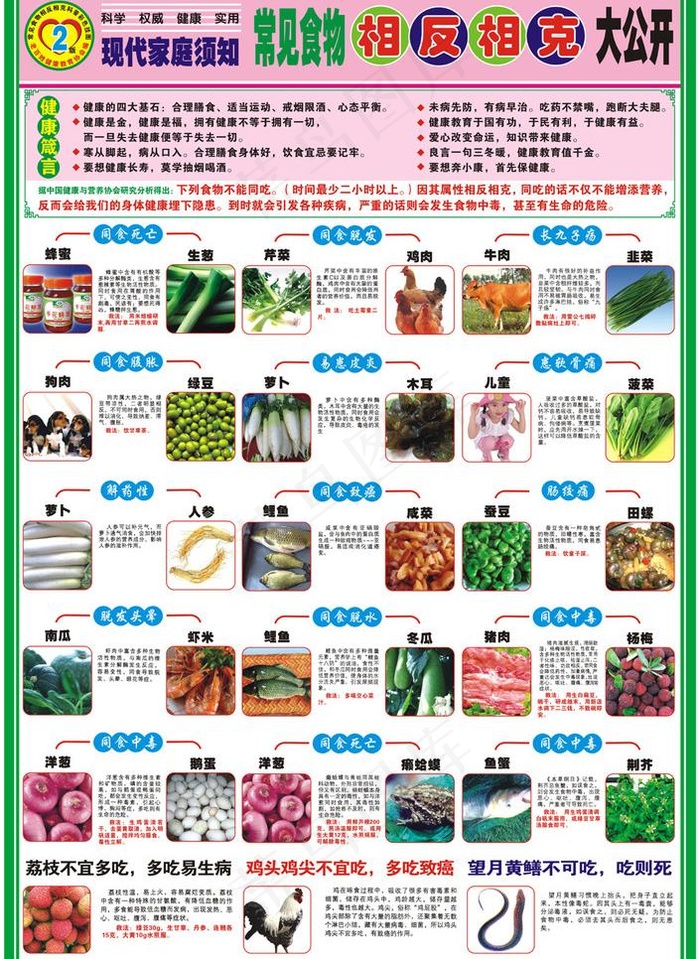 挂图 食物相克图片cdr矢量模版下载