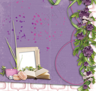 花朵面包书本相框图片