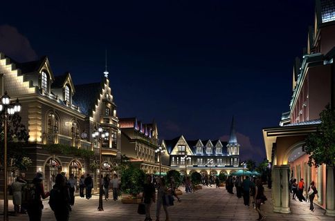 欧式建筑商业街夜景效果图图片