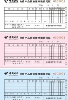 收据 电信收据 无碳三联图片