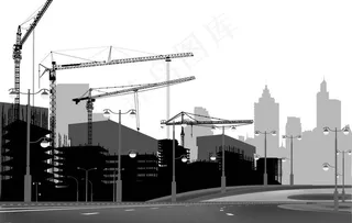 城市建筑工地剪影图片