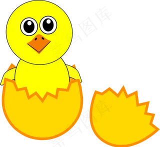 有趣的卡通新生小鸡从蛋