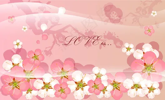 春天粉色花朵背景矢量素材（一）