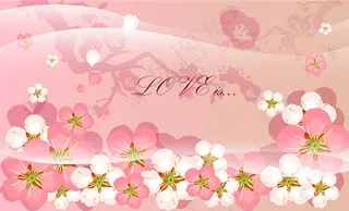 春天粉色花朵背景矢量素材（一）