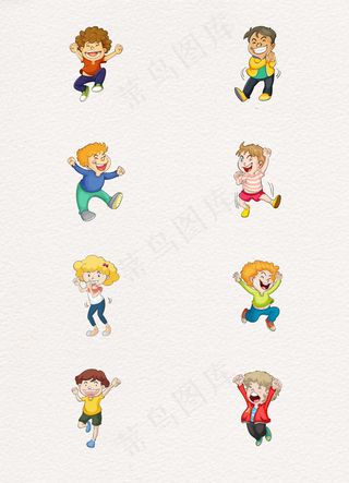 手绘开心的小孩彩色素材