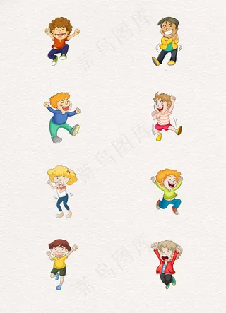 手绘开心的小孩彩色素材