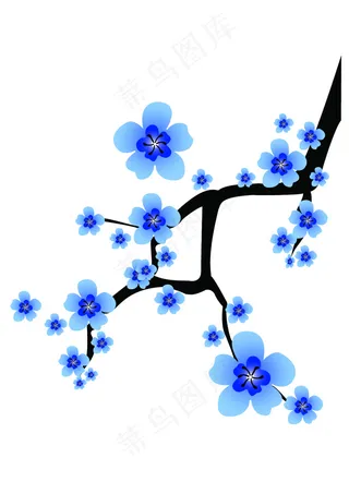 中国风青花瓷类矢量可编辑蓝色梅花