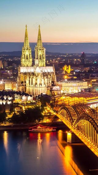 外国城市灯光夜景风光高清摄影图片