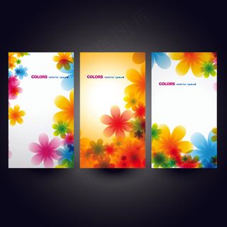 绚丽鲜花艺术方块背景矢量素材