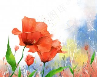 红色鲜花唯美海报背景