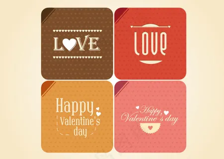 4款复古情人节卡片矢量素材.